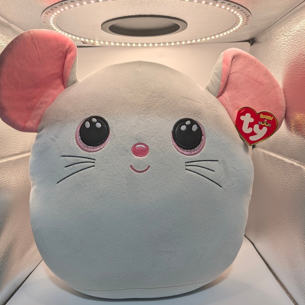 Ty Squish-a-Boos Catnip Mouse Grey Pink Plush Stuffed Animal Large
inch NWT